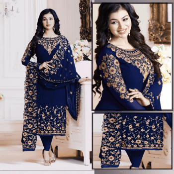 Blue Embroidred Suit l CW-020 | 3 Piece Unstitched | Crinkle Chiffon Stuff | SALE