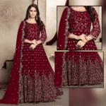 Maroon Emroidred Mexil CW-034 | 3 Piece Unstitched | Crinkle Chiffon Stuff