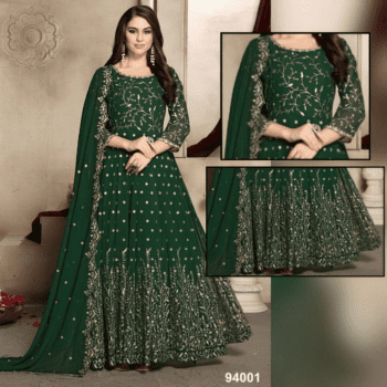 Green  Emroidred Mexil CW-034 | 3 Piece Unstitched | Crinkle Chiffon Stuff