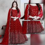 Red Emroidred Mexil CW-034 | 3 Piece Unstitched | Crinkle Chiffon Stuff