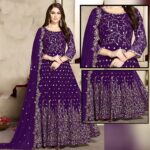 Purple Emroidred Mexil CW-034 | 3 Piece Unstitched | Crinkle Chiffon Stuff