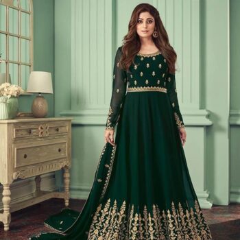 Green Embroidered Maxi | CW-036 | 3 Piece Unstitched | Crinkle Chiffon Stuff