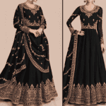 Black Embroidered Maxi | CW-051 | 3 Piece Unstitched | Crinkle Chiffon Stuff