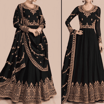 Black Embroidered Maxi | CW-051 | 3 Piece Unstitched | Crinkle Chiffon Stuff