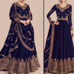 Navy Blue Embroidered Maxi | CW-051 | 3 Piece Unstitched | Crinkle Chiffon Stuff