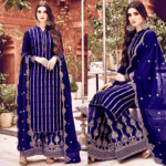 Blue Embroidered Suit | CW-112 | 3 Piece Unstitched | Crinkle Chiffon Stuff