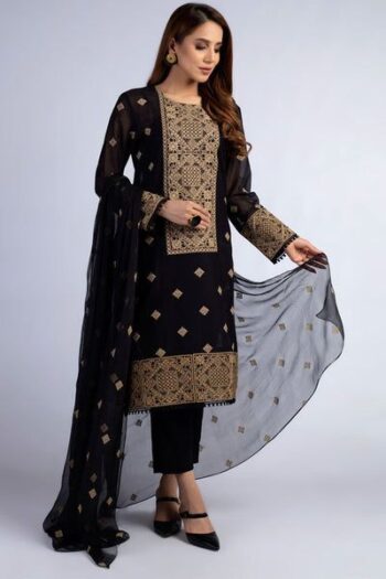 Black Embroidered Suit CW-120
