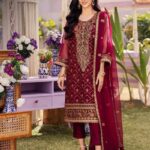 Maroon Embroidred Suit l CW-140