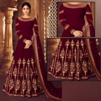 Maroon Embroidred Mexil CW-142 | 3 Piece Unstitched | Crinkle Chiffon Stuff