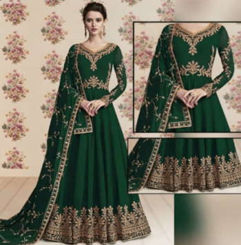 Green Embroidred Mexil CW-Havy Maxi Green | 3 Piece Unstitched | Crinkle Chiffon Stuff