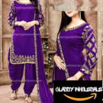 Purple Patyala Embroidered Suit | CW-063 | 3 Piece Unstitched | Crinkle Chiffon Stuff
