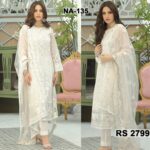 Net Heavy Handwork Embroidered Dress Complete 3 Piece Unstitched Code CW- 135