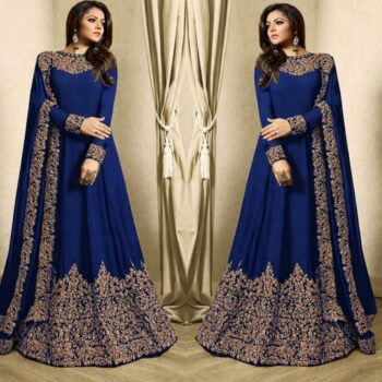 Chiffon Heavy Embroidered Dress Complete 3 Piece Unstitched Code CW 04 BLUE
