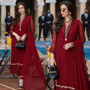 Chiffon Heavy Sequence Embroidered Dress Complete 3 Piece Unstitched Code CW-05