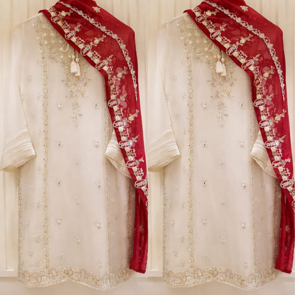 Heavy Handwork Embroidered Dress Complete 3 Piece Unstitched Code CW-56